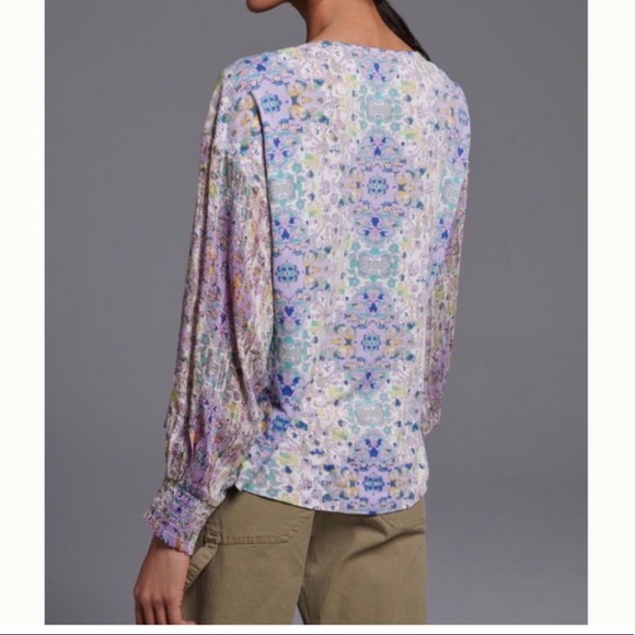 Anthropologie Odetta Shimmer Embroidered Top Shirt Blouse M - Picture 3 of 12